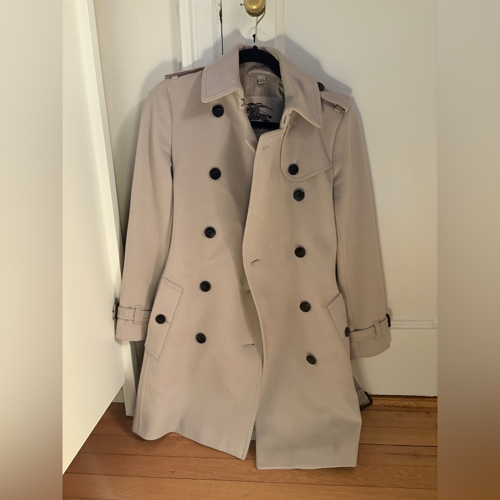 Burberry London Beige Double-Breasted Wool/Cashmere Trench Coat